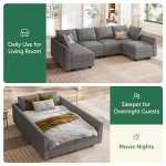 Modern Grey U-Shaped Reversible Sectional Sofa