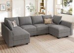 Modern Grey U-Shaped Reversible Sectional Sofa