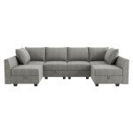Modern Grey U-Shaped Reversible Sectional Sofa