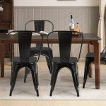 Set of 4 Metal Dining Chairs for Indoor/Outdoor