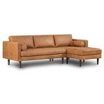 Cognac Tan Leather Right-Facing Sectional Sofa