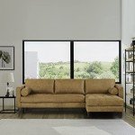 Cognac Tan Leather Right-Facing Sectional Sofa