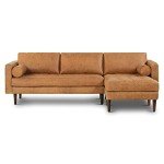 Cognac Tan Leather Right-Facing Sectional Sofa