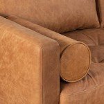 Cognac Tan Leather Right-Facing Sectional Sofa