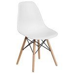 Elon White Plastic Chair with Wooden Legs