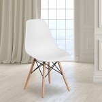Elon White Plastic Chair with Wooden Legs