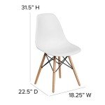 Elon White Plastic Chair with Wooden Legs