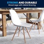 Elon White Plastic Chair with Wooden Legs