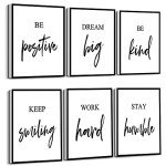 Framed Motivational Canvas Wall Art Set of 6
