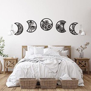 5-Piece Black Moon Phase Wall Decor Set