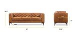 Cognac Tan Essex Leather 89" Tufted Sofa