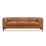 Cognac Tan Essex Leather 89" Tufted Sofa