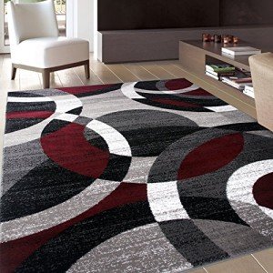 Abstract Circles Area Rug - 7'10" x 10'2" Red