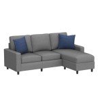 Linen Sectional Sofa with Chaise Lounge - Gray