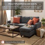 Linen Sectional Sofa with Chaise Lounge - Gray