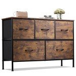 WLIVE 5-Drawer Fabric Dresser in Rustic Brown