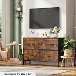 WLIVE 5-Drawer Fabric Dresser in Rustic Brown