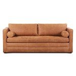 Convertible Sleeper Sofa in Cognac Italian Leather