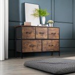 WLIVE 5-Drawer Fabric Dresser in Rustic Brown