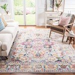 Cream and Navy Distressed Medallion Area Rug 3'x5