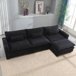 L-Shaped Sectional Sofa with Cup Holders & USB