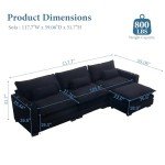 L-Shaped Sectional Sofa with Cup Holders & USB
