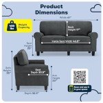 Serta Copenhagen Charcoal Loveseat for Small Spaces