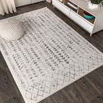 Ziri Moroccan Geometric Area Rug - Cream/Grey 8x10