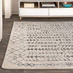 Ziri Moroccan Geometric Area Rug - Cream/Grey 8x10