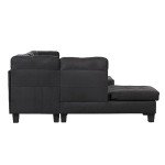 Modern L-Shaped Sectional Sofa with Ottoman - Black