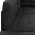 Modern L-Shaped Sectional Sofa with Ottoman - Black