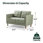 Zinus Lauren Mid-Century Velvet Loveseat - Green