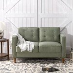 Zinus Lauren Mid-Century Velvet Loveseat - Green