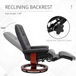 Black Faux Leather Swivel Recliner Lounge Chair