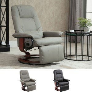 Black Faux Leather Swivel Recliner Lounge Chair