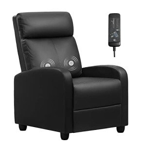 Adjustable Black Faux Leather Reclining Massage Chair