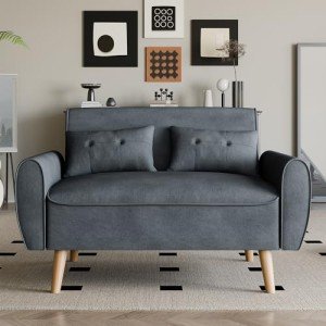 Dark Gray Modern Loveseat Sofa for Small Spaces