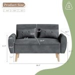 Dark Gray Modern Loveseat Sofa for Small Spaces