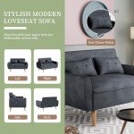 Dark Gray Modern Loveseat Sofa for Small Spaces
