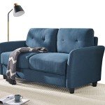 ZINUS Ricardo Blue Loveseat Sofa with Tufted Cushions