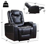 ANJ USB Recliner Chair with Cup Holders - Black