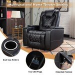 ANJ USB Recliner Chair with Cup Holders - Black