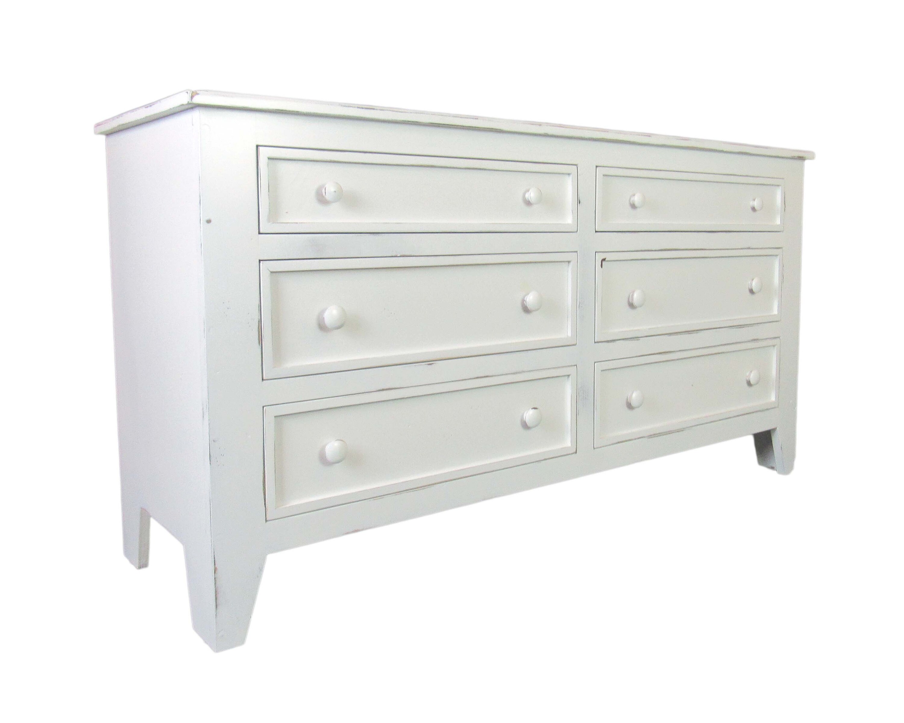 Shaker Six Drawer Dresser for Bedroom Storage in Farmhouse