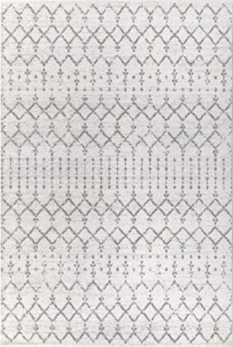 Moroccan Hype Boho Vintage Diamond Area Rug Cream/Gray