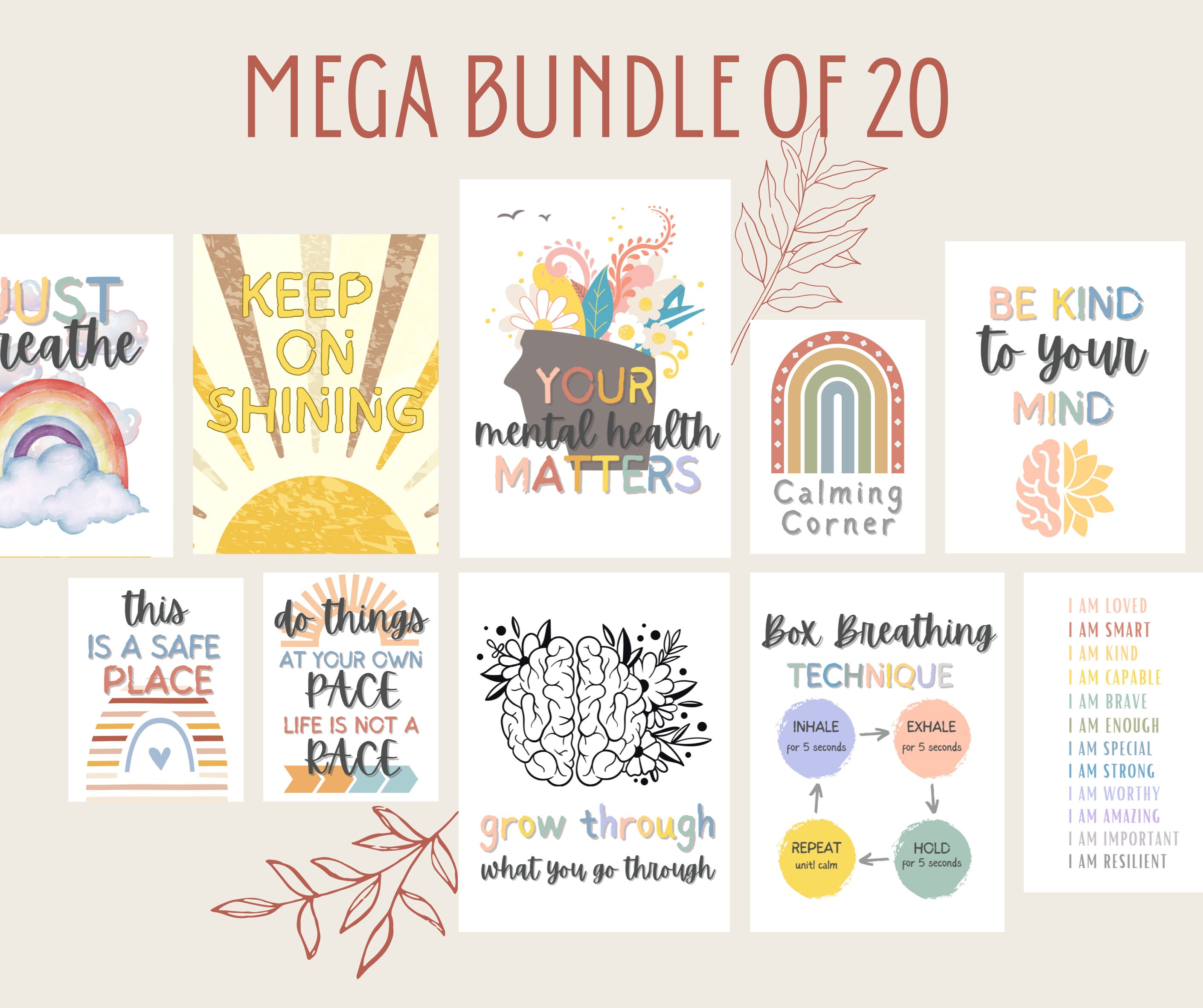 Therapy Office Decor Mega Bundle - Inspirational Wall Set