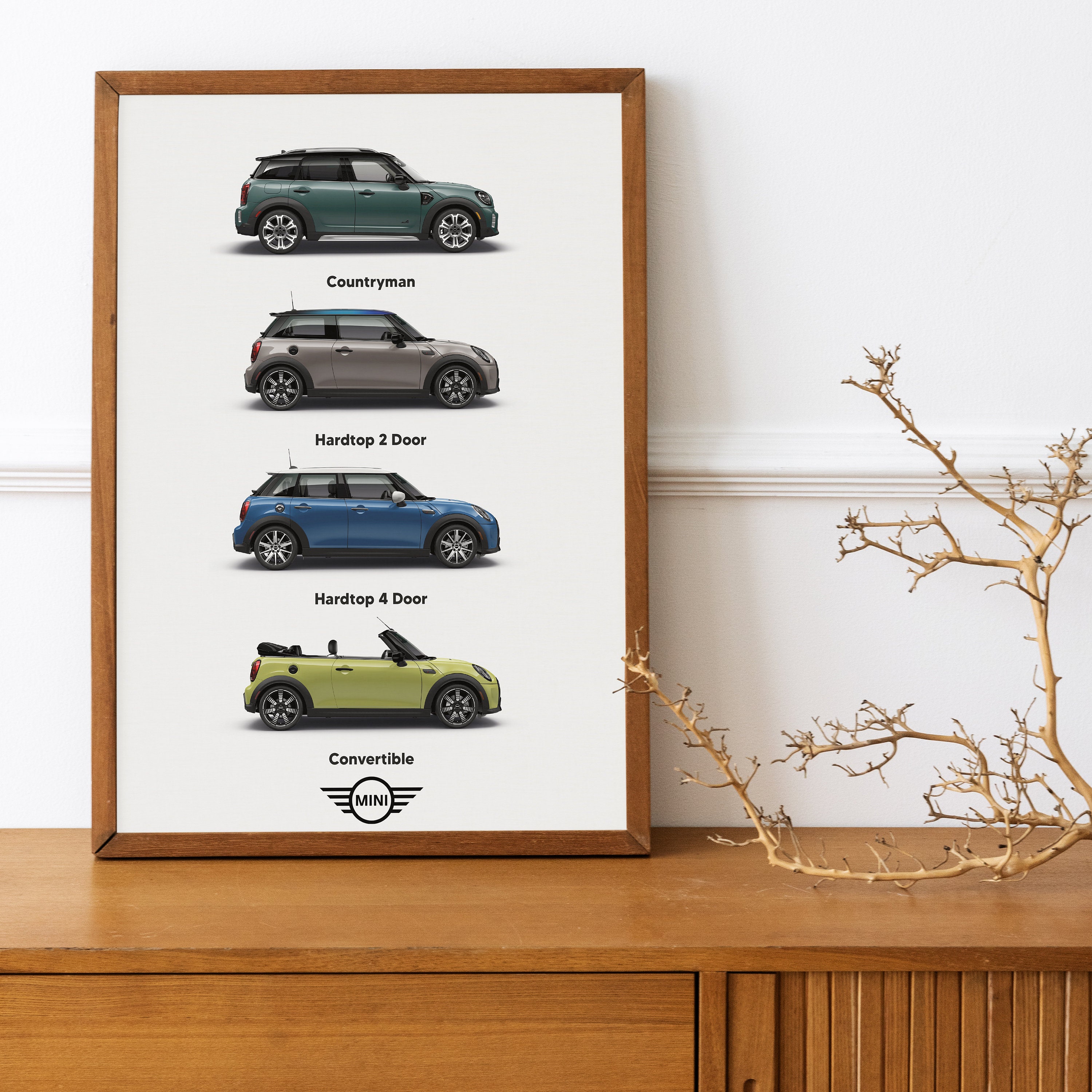 Mini Copper 4 Poster Wall Art, Frame Option