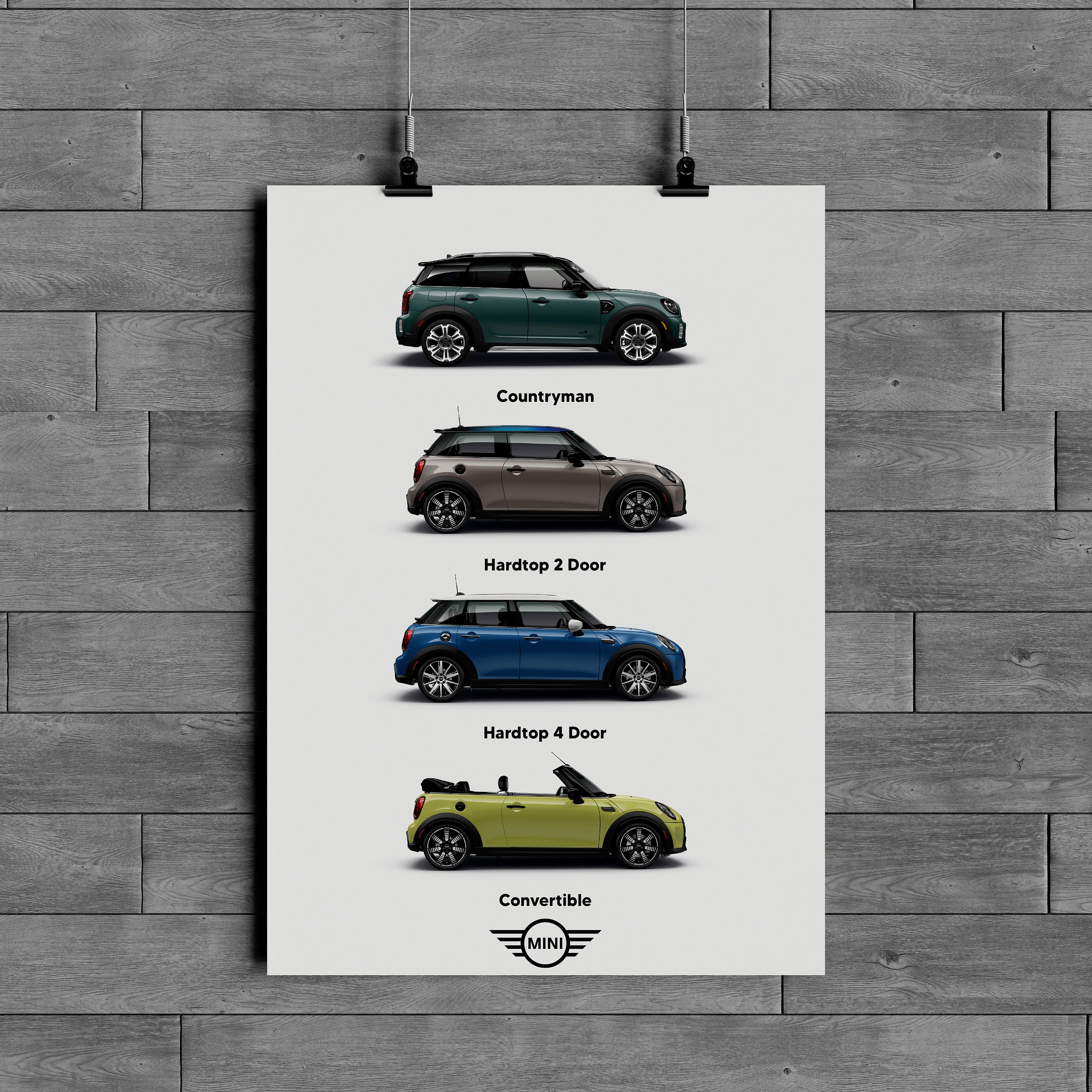 Mini Copper 4 Poster Wall Art, Frame Option