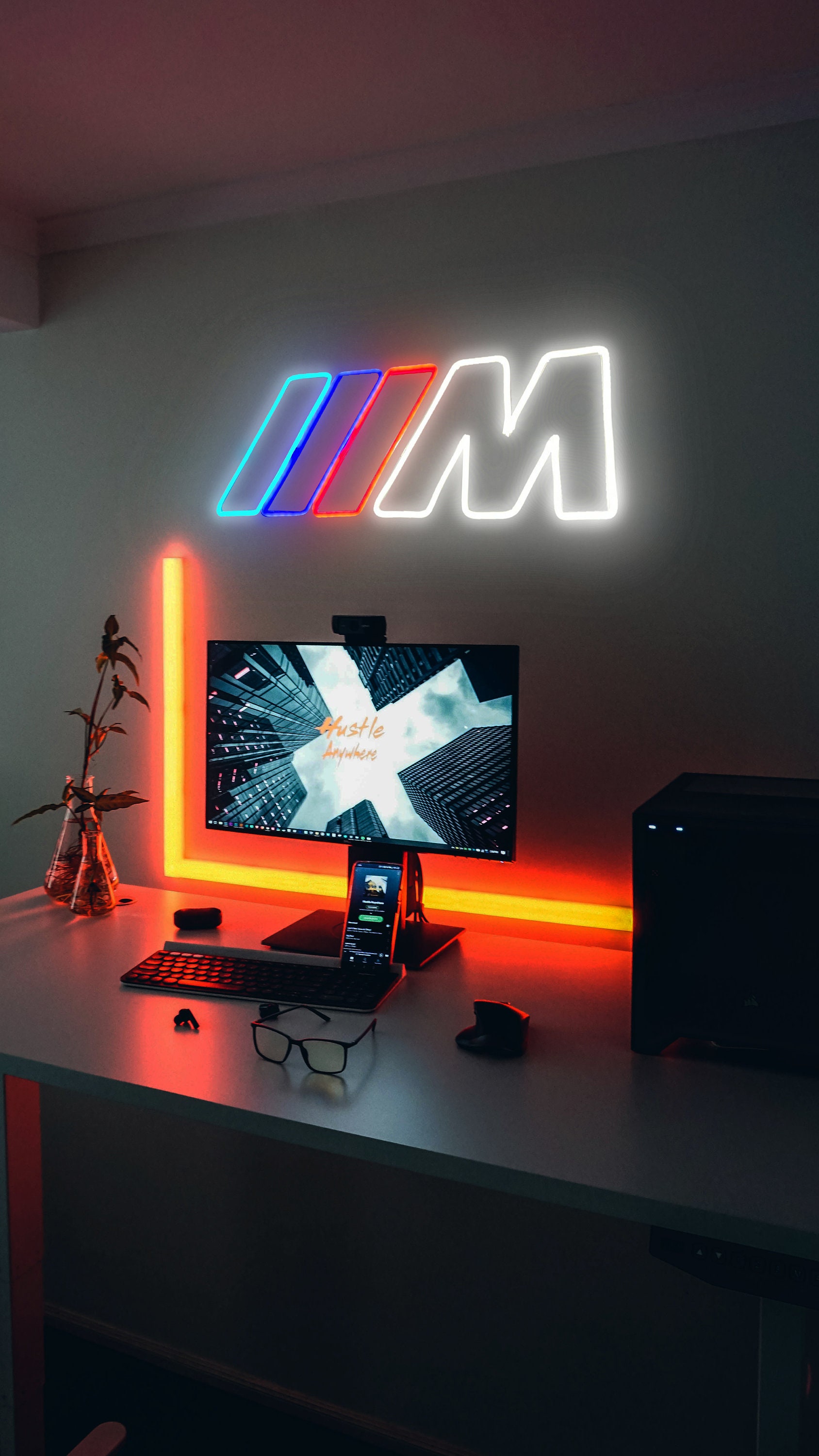 Neon M Logo Car Sign for Home Bar
