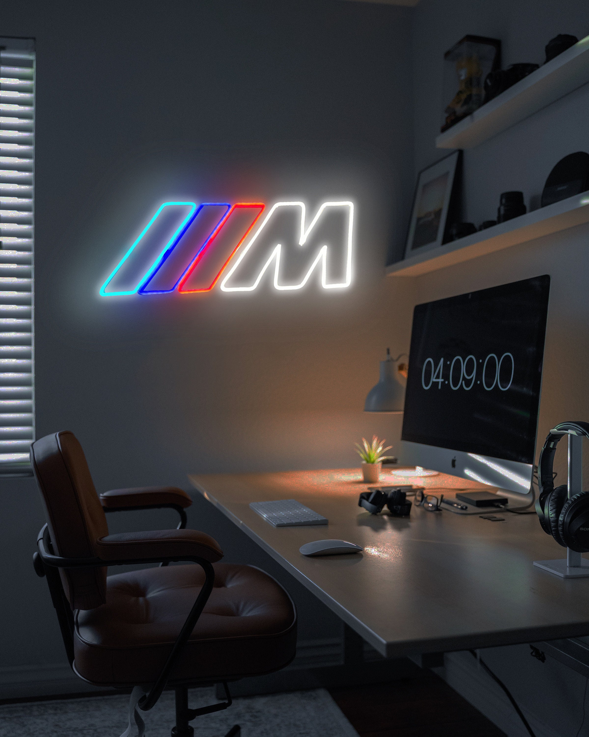 Neon M Logo Car Sign for Home Bar