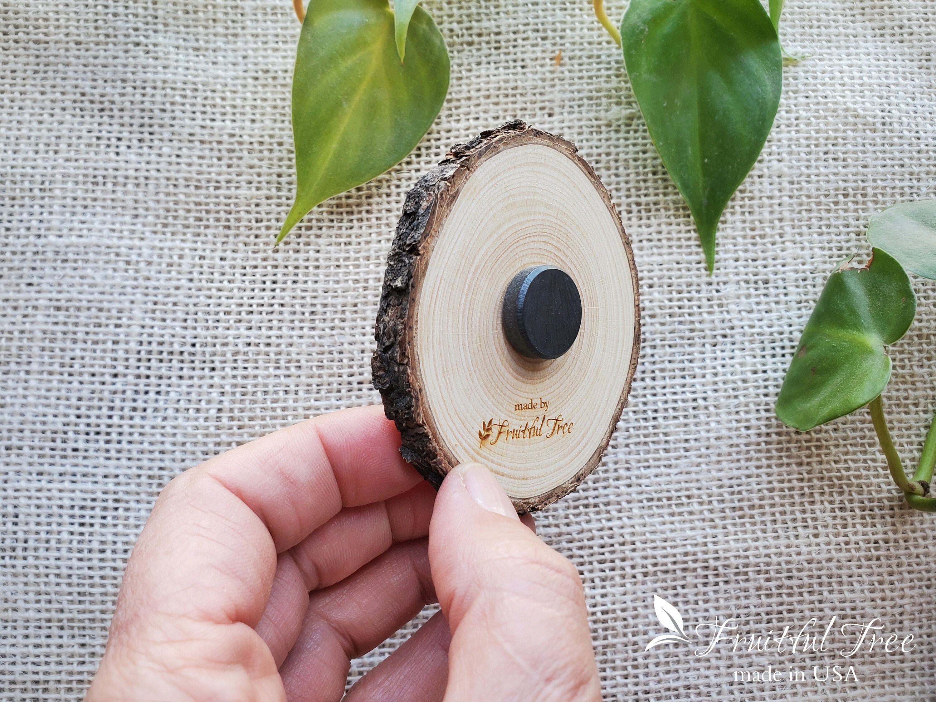 Custom Engraved Family Tree Wooden Magnets Rustic Design